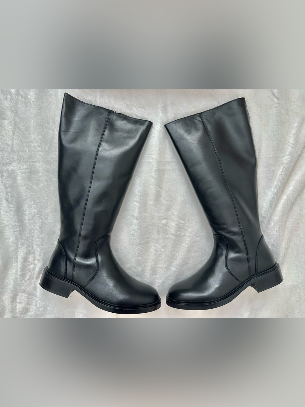 Anthropologie Tall Black Genuine Leather Ridding Boots Full Zip EU 39 Wide Calf - Picture 6 of 16